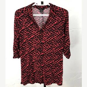 Thesis Molton Lava Blouse Red/ Black 3/4 Sleeve
